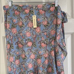 NWT Max Studio Blue and Pink Floral Wrap Skirt Size 12